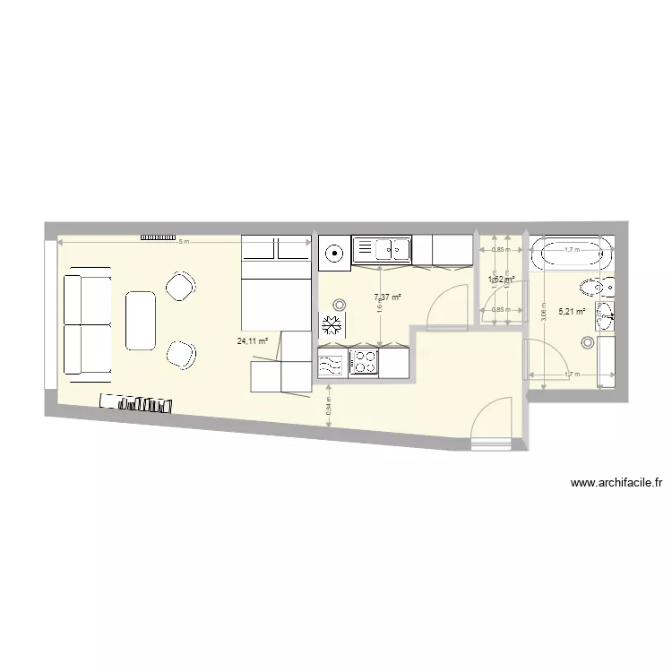 appart Hugo am&eacute;nagement. Plan de 