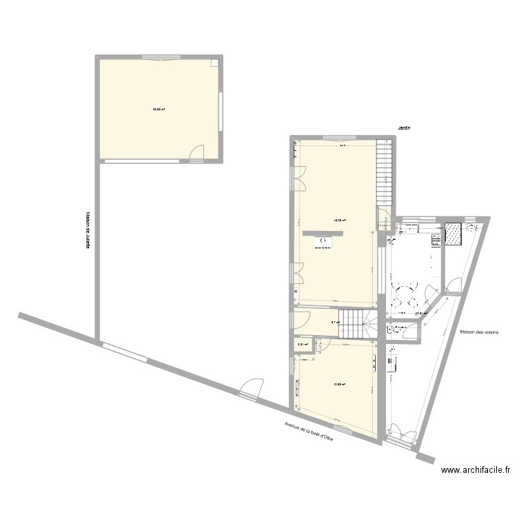 Maison Joigny extension modifications 22 août 22. Plan de 6 pièces et 144 m2