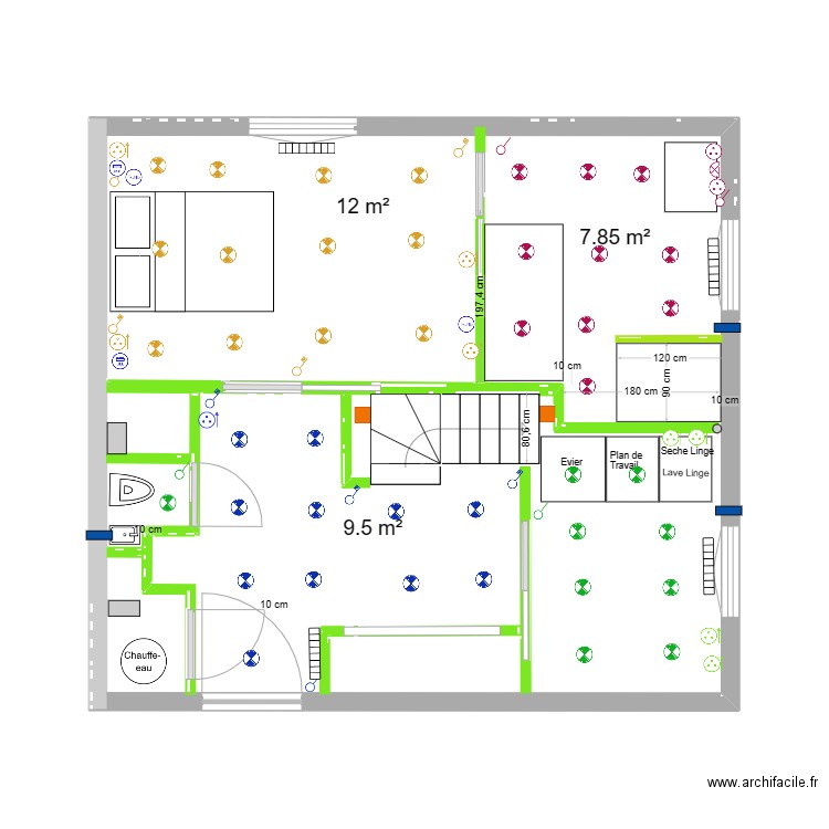 Rez de Jardin 17 mars 2023. Plan de 1 pièce et 46 m2