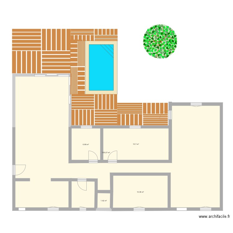 Maison terrasse . Plan de 0 pièce et 0 m2