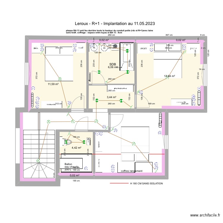 Option 3 LEROUX LA BAULE R+1 Electricite plomberie 11.05.2023. Plan de 0 pièce et 0 m2