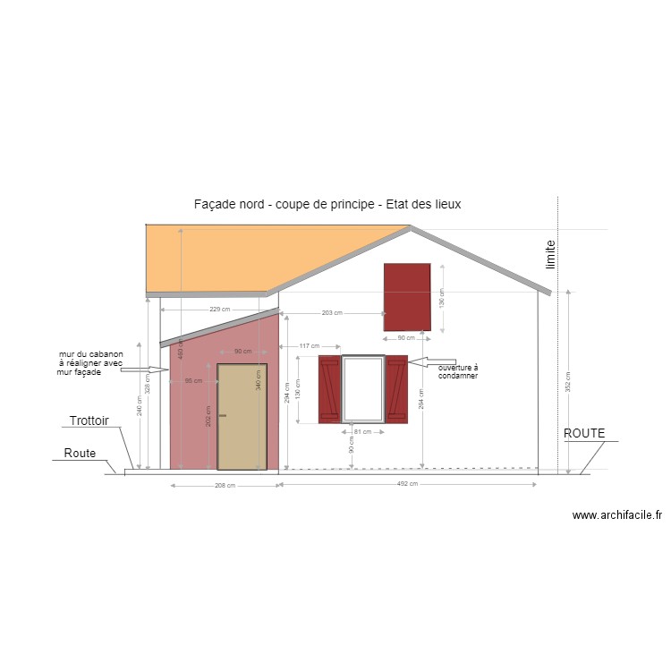 coupe façade nord. Plan de 0 pièce et 0 m2