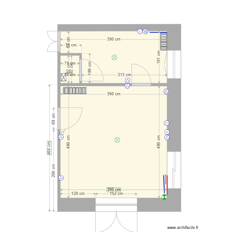 cuisine coulmiers. Plan de 3 pièces et 23 m2