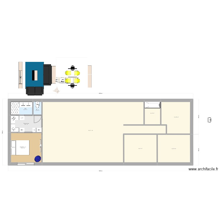 TEST LA BOISSIERE / PLAN RECTANGLE 1. Plan de 9 pièces et 122 m2
