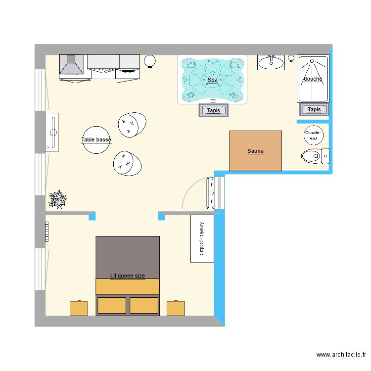 Love Room 2. Plan de 1 pièce et 35 m2