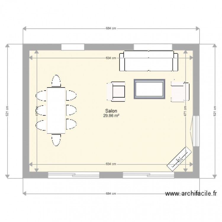 salon salle a manger. Plan de 0 pièce et 0 m2