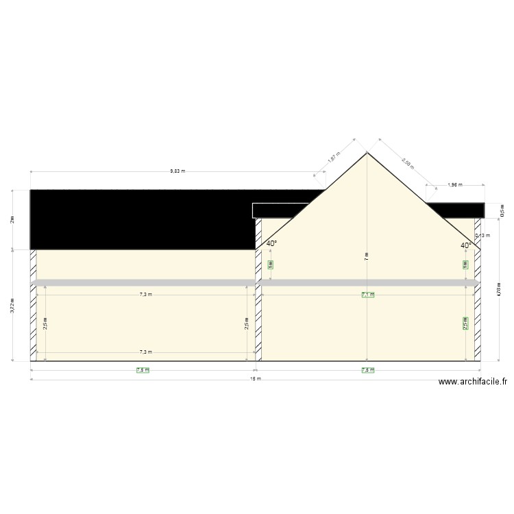 PIGNON SUD 07 MARS 22. Plan de 9 pièces et 81 m2