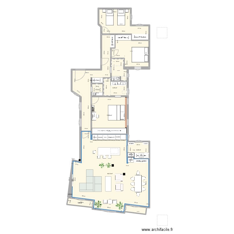 mdu15 plano con sofa doble. Plan de 12 pièces et 146 m2