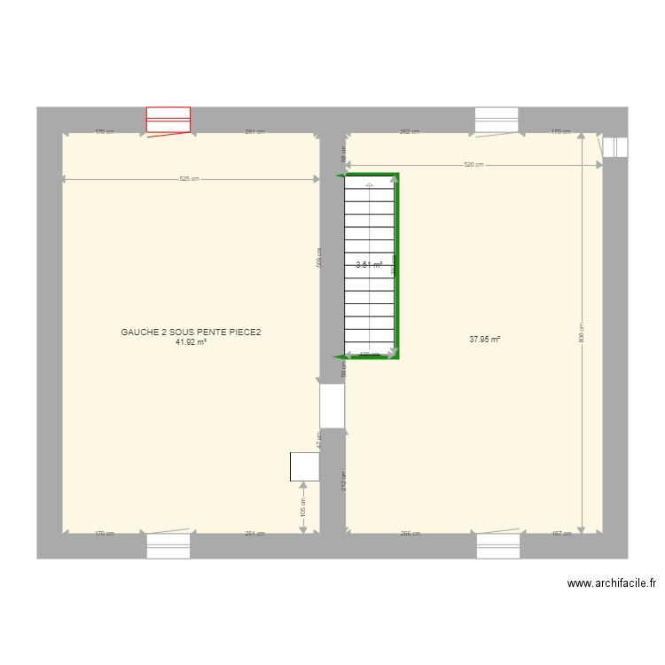 gauche 2 sous pente. Plan de 0 pièce et 0 m2