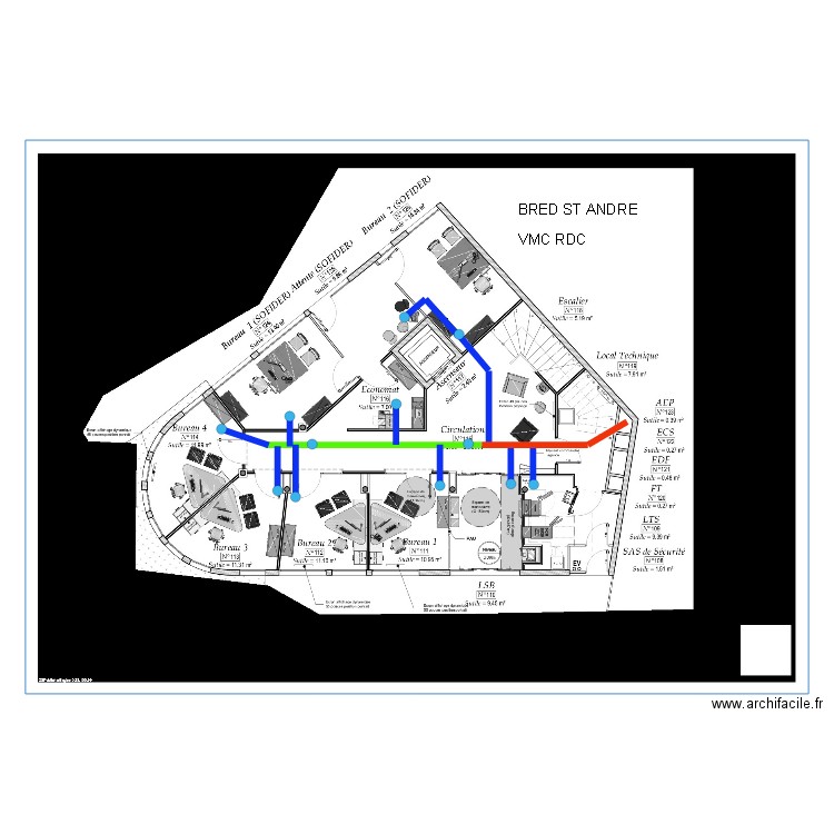 BRED VMC RDC DES BUREAUX. Plan de 0 pièce et 0 m2