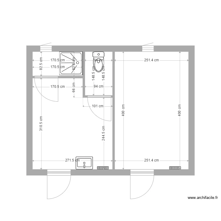 Sanitaires EA. Plan de 