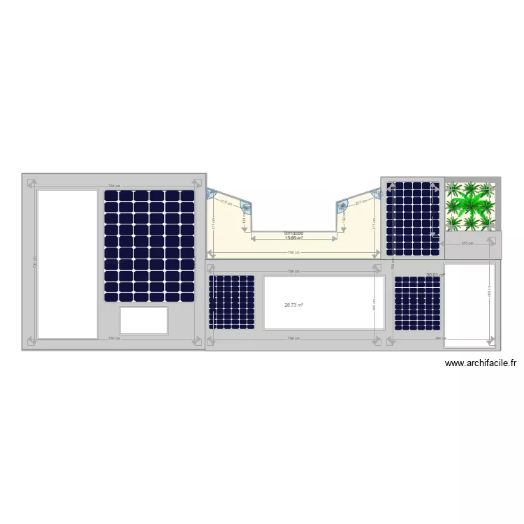 Hangar reamenag&eacute; toiture. Plan de 