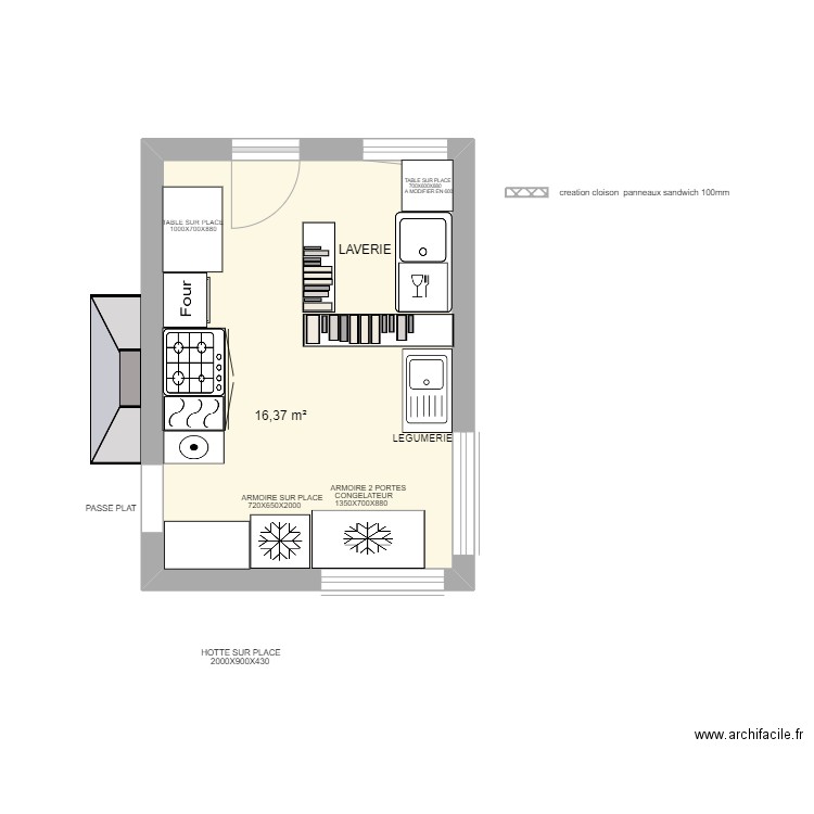 FLANDRIA03. Plan de 1 pièce et 16 m2