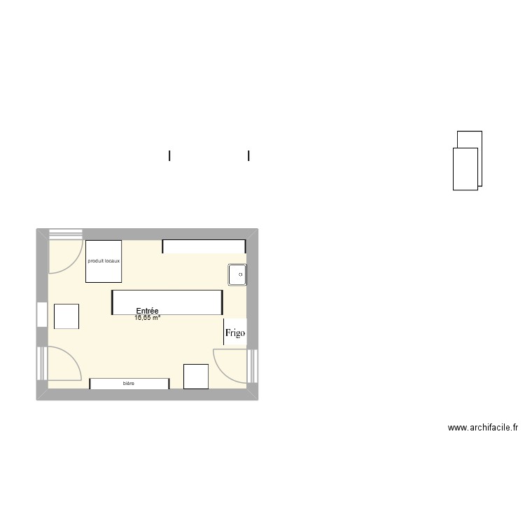 fromagerie. Plan de 1 pièce et 17 m2