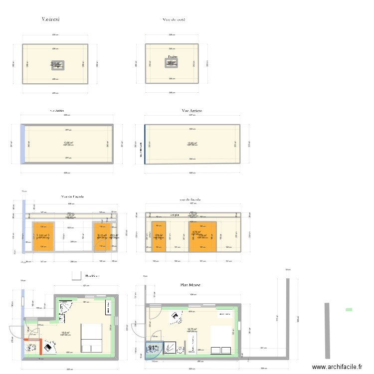 plan masse Extension mobilier. Plan de 16 pièces et 112 m2