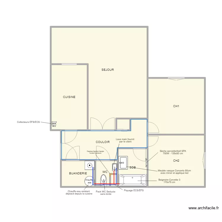BAYLE / D22060540 / PLOMBERIE. Plan de 