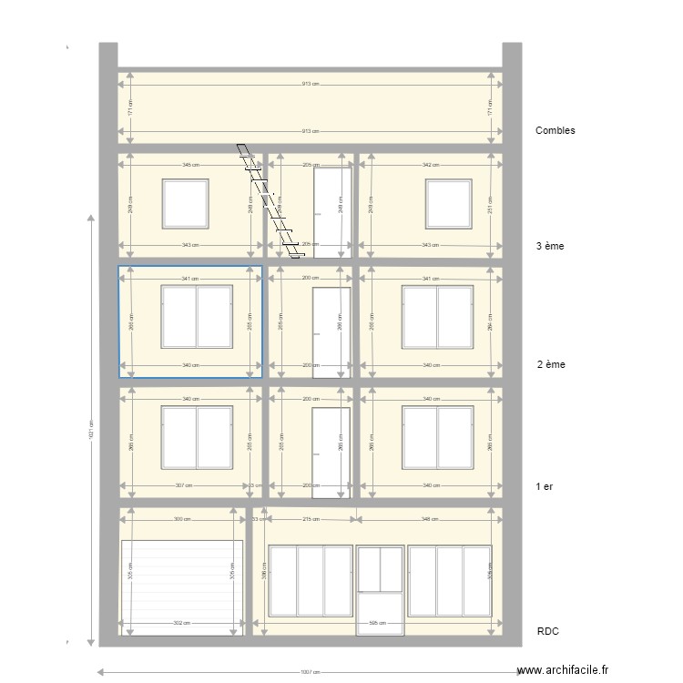 plan de coupe facade. Plan de 0 pièce et 0 m2