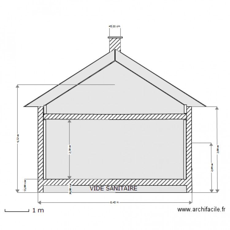 Coupe Bb Salon/Cuisine 50e. Plan de 0 pièce et 0 m2