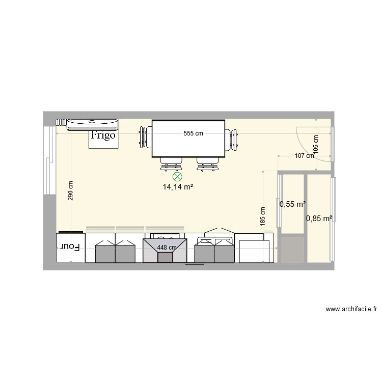 kennedy cuisine. Plan de 4 pièces et 16 m2