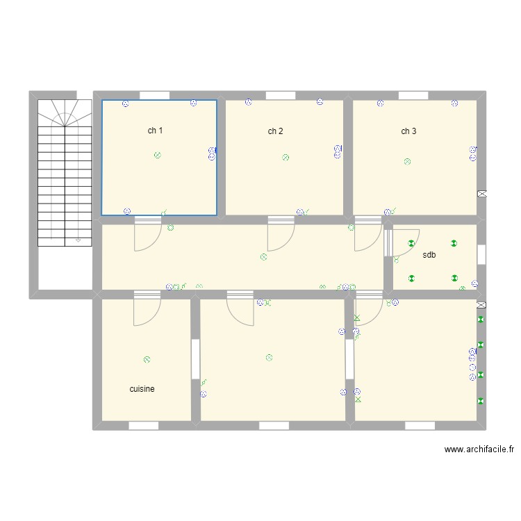 HAMID AUDUN 1ER. Plan de 8 pièces et 97 m2