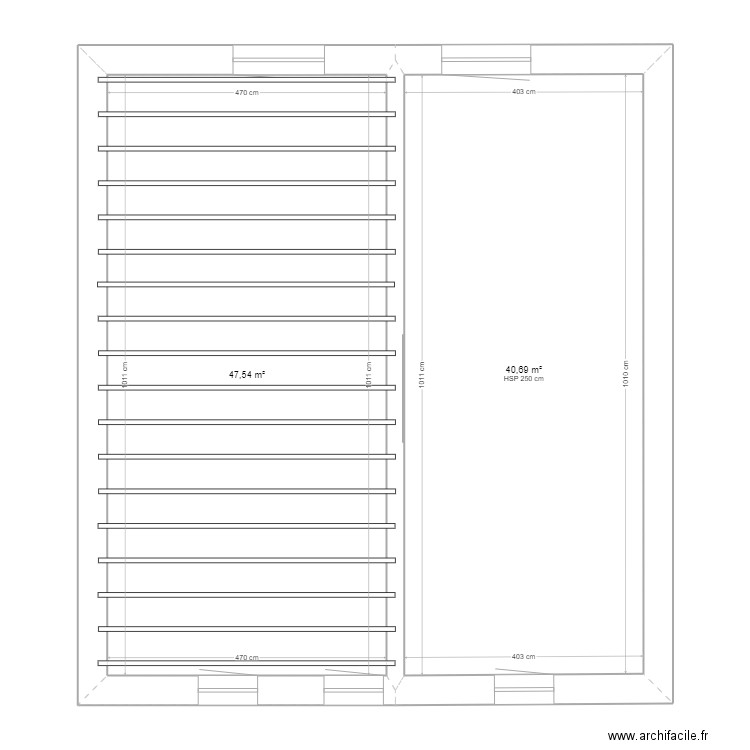 Henriville solive etage. Plan de 2 pièces et 88 m2