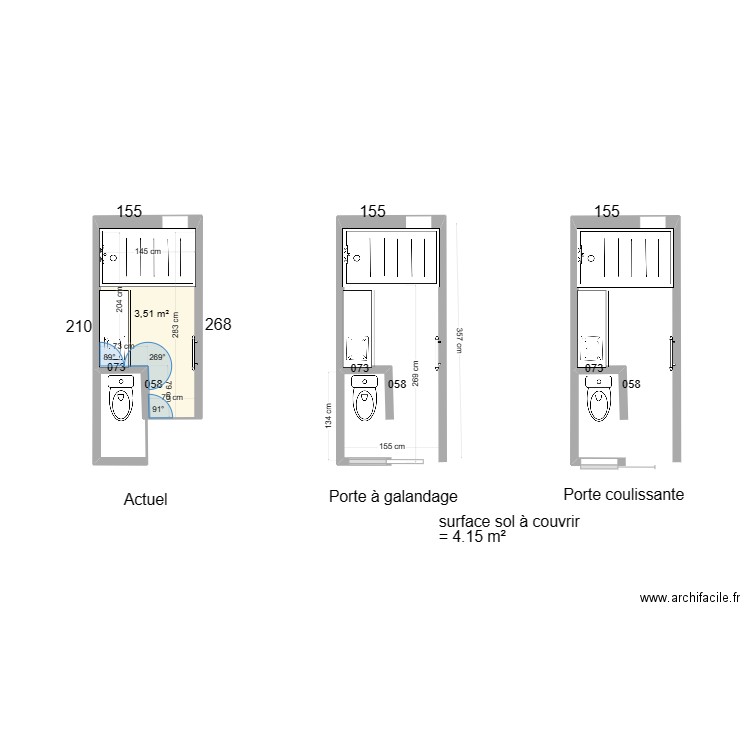 Plan modif SdE Nad 23 Beg B. Plan de 1 pièce et 4 m2