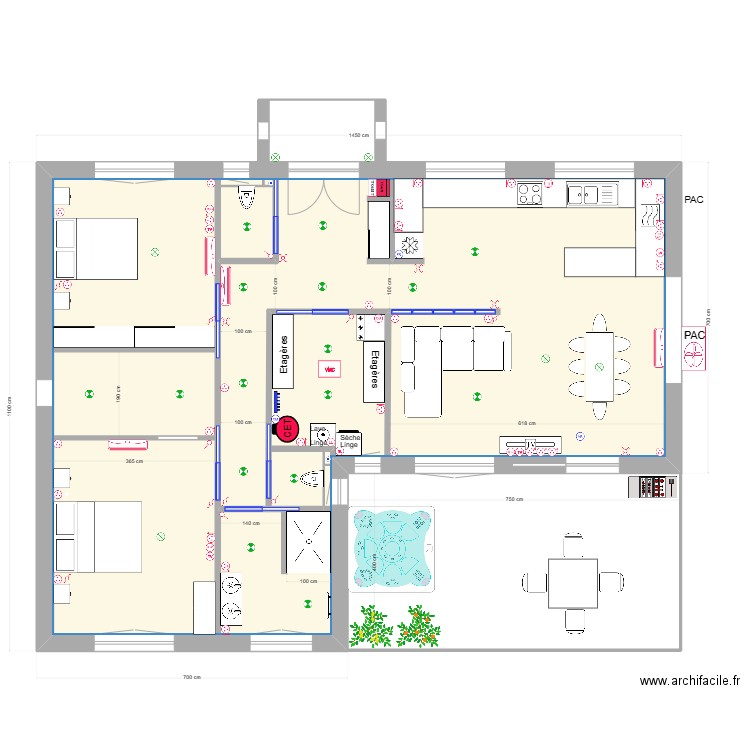 Maison L plan vide. Plan de 1 pièce et 111 m2