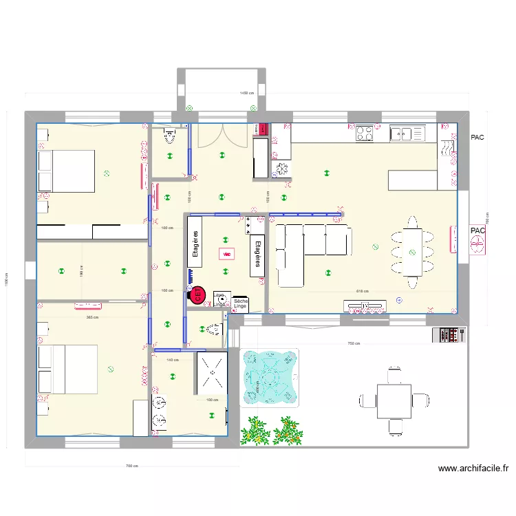 Maison L plan vide. Plan de 