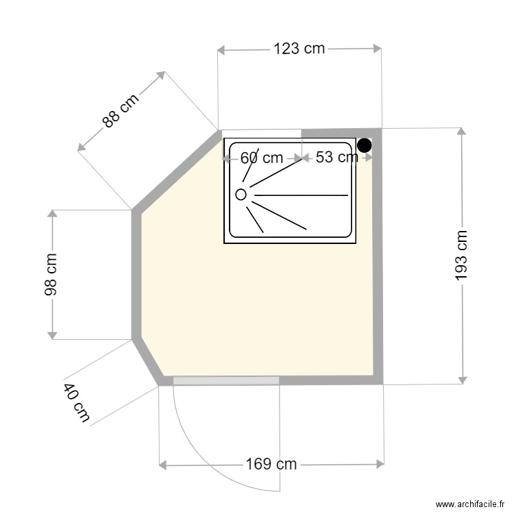 Ben ALI à REFAIRE. Plan de 1 pièce et 3 m2