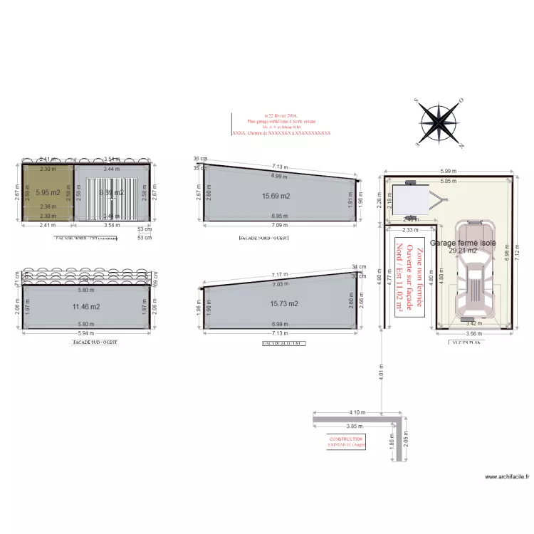 GARAGE METALLIQUE PENTE UNIQUE. Plan de GARAGE METALLIQUE PENTE UNIQUE. Plan de