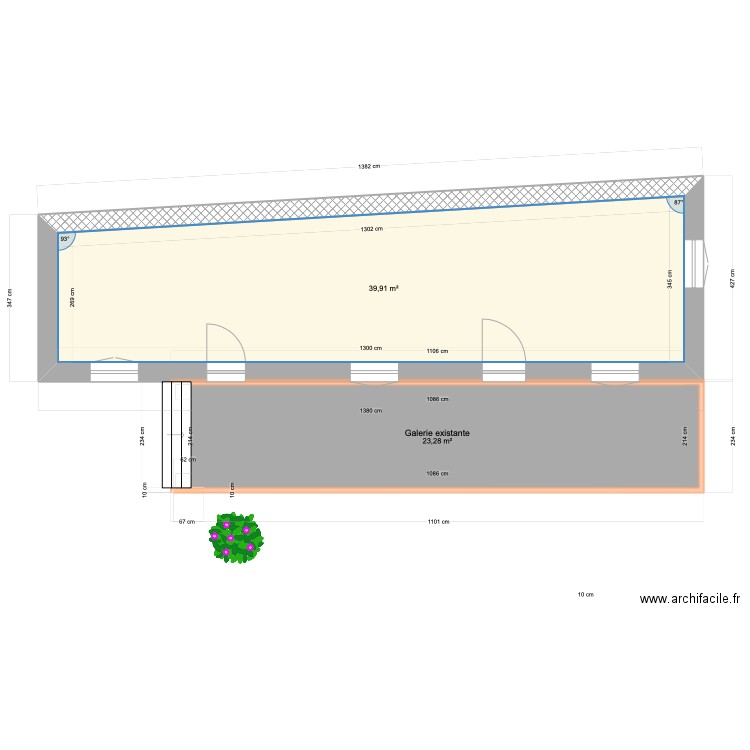 Galerie Montisbrand existant. Plan de 2 pièces et 63 m2