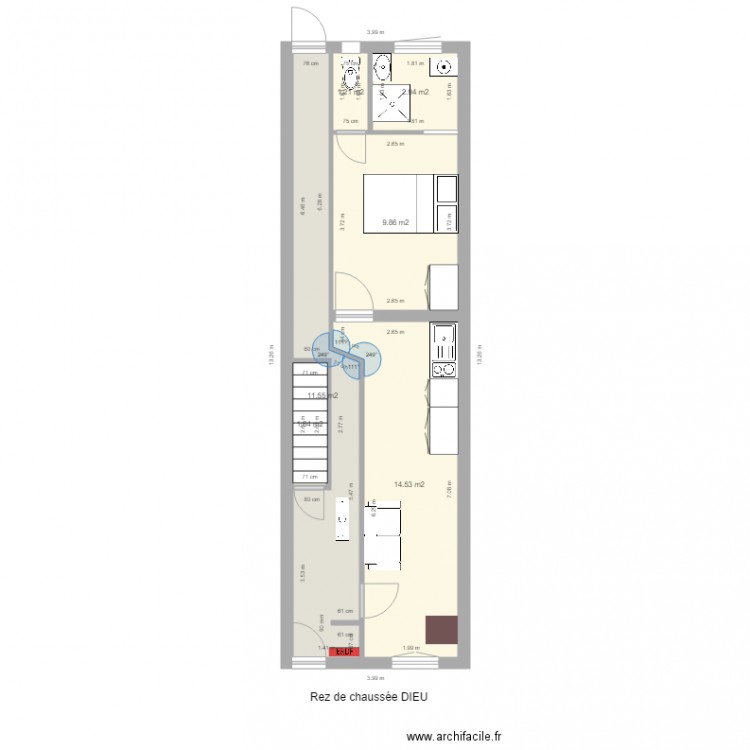 DIEU version 2 unités rez de chaussée. Plan de 0 pièce et 0 m2