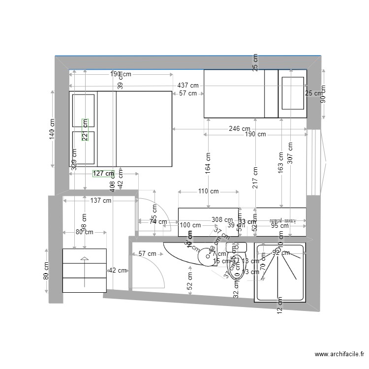 abbartello sdb 2. Plan de 1 pièce et 12 m2