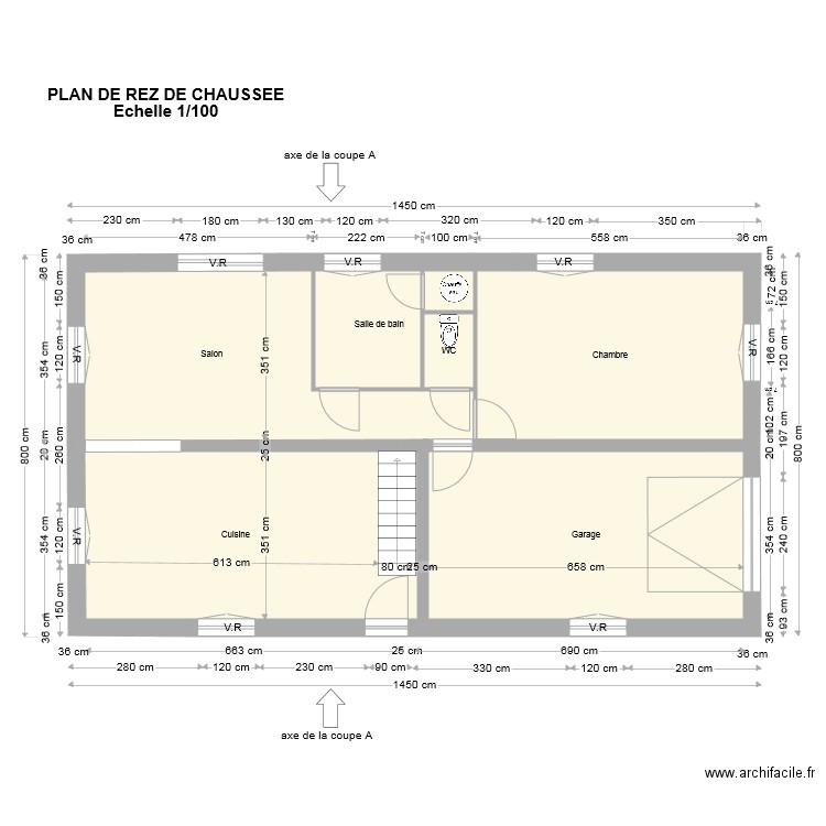 permis 3 vdv rdc THIRIET. Plan de 6 pièces et 95 m2