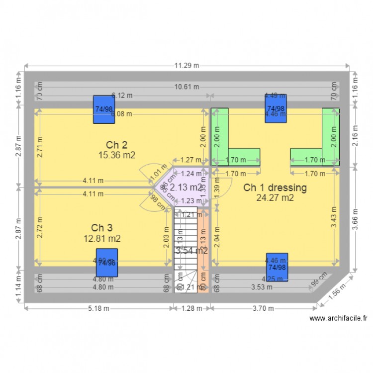 QUENIART DEVAUX etage. Plan de 0 pièce et 0 m2