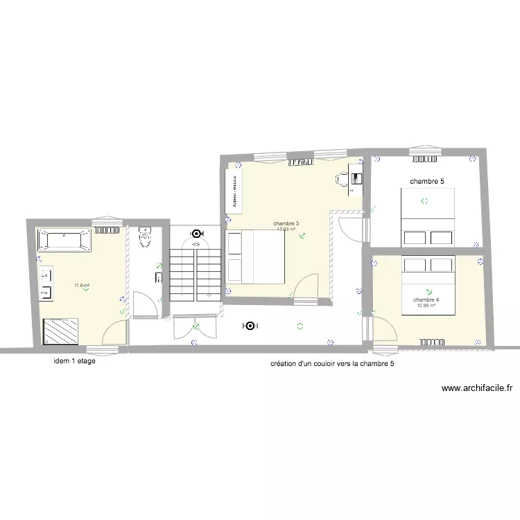 2i&egrave;me &eacute;tage DT2. Plan de 