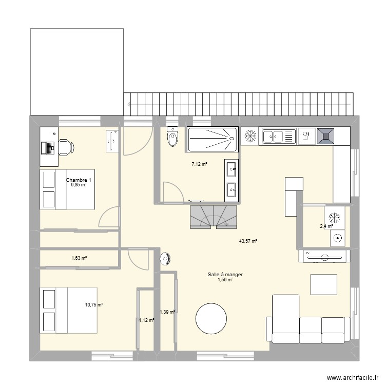 plan gavotte 1. Plan de 9 pièces et 79 m2