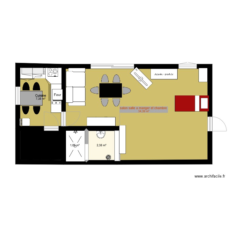 plans projet . Plan de 5 pièces et 49 m2