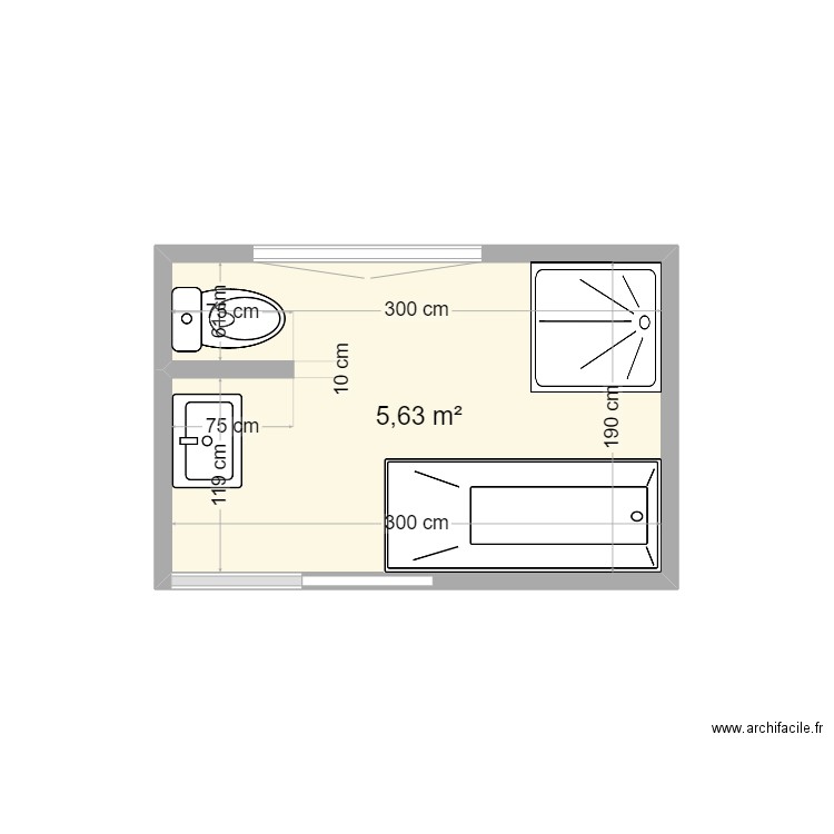 BEN BATH. Plan de 1 pièce et 6 m2