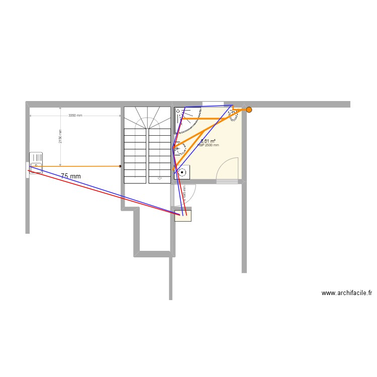 settimio tavannes . Plan de 1 pièce et 7 m2