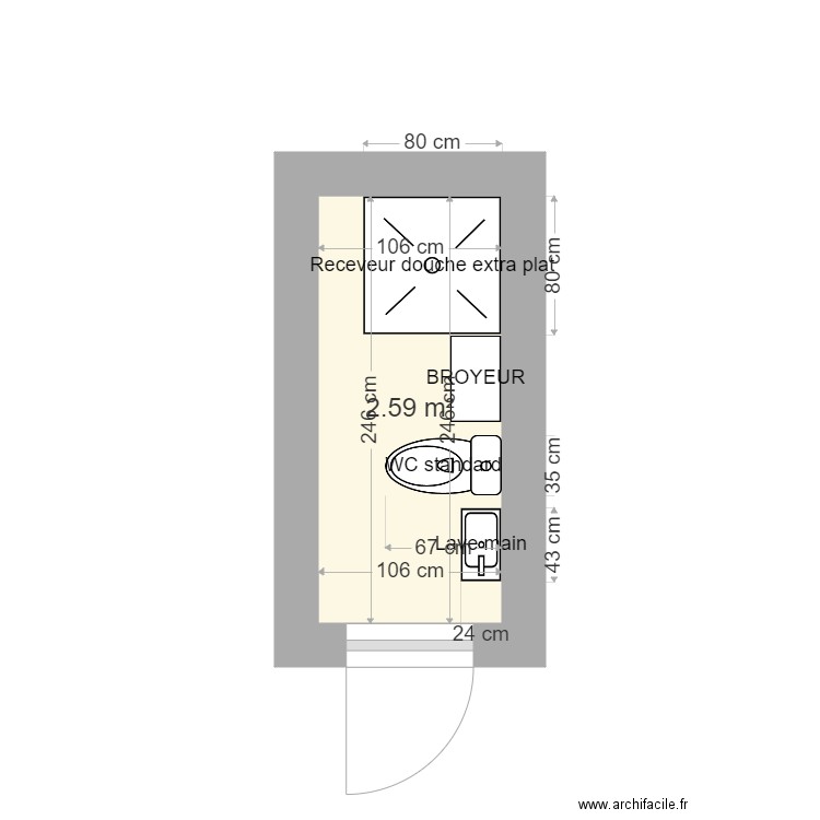 NAIDITCH. Plan de 1 pièce et 3 m2