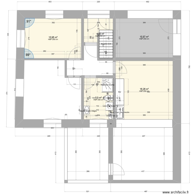 ADLI RDC PROJET 2. Plan de 5 pièces et 48 m2