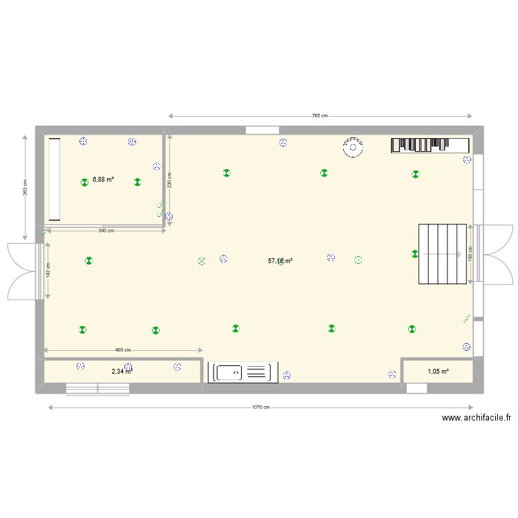 Atelier1. Plan de 4 pièces et 67 m2