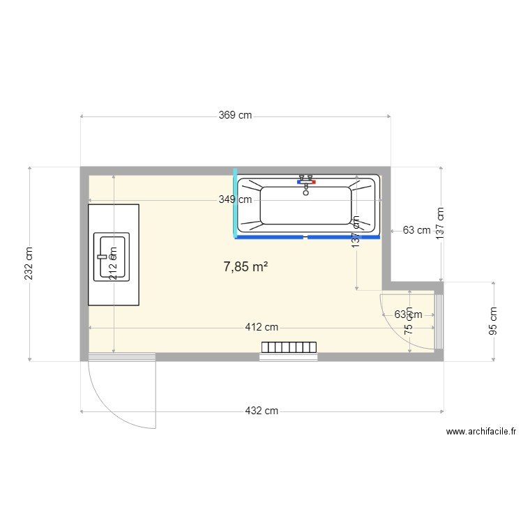 DESSERTINES SDB AV TRAVAUX. Plan de 0 pièce et 0 m2