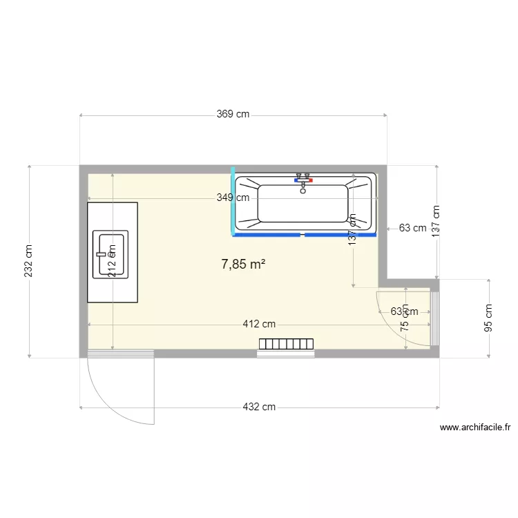 DESSERTINES SDB AV TRAVAUX. Plan de 