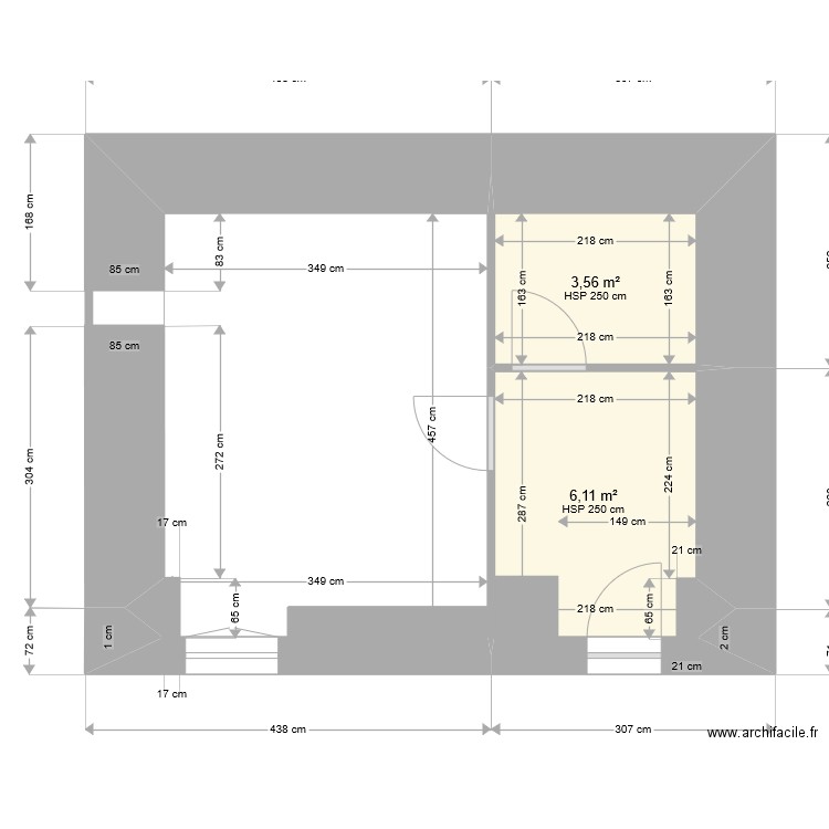 Mordelles - Airbnb. Plan de 2 pièces et 10 m2