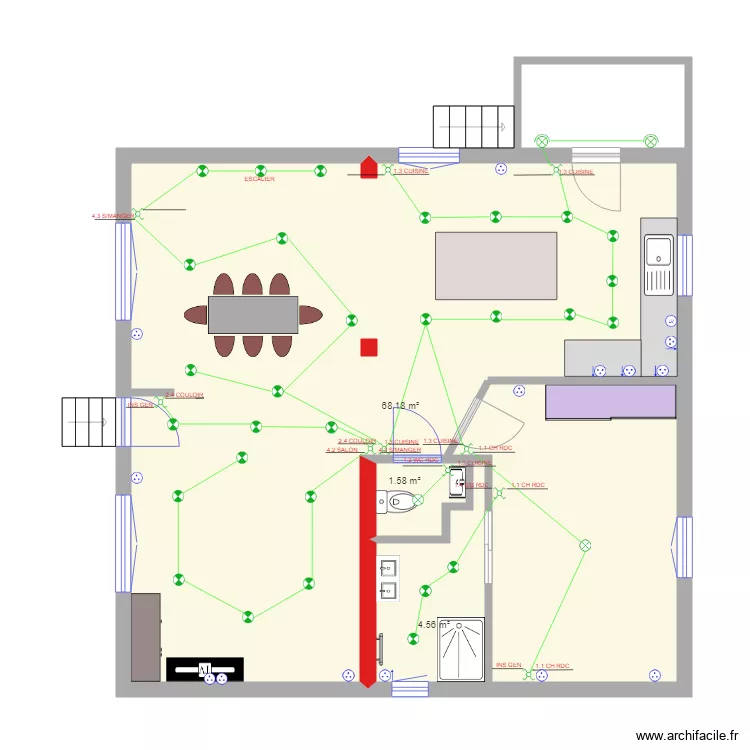 Denis RDC elec adressage. Plan de 