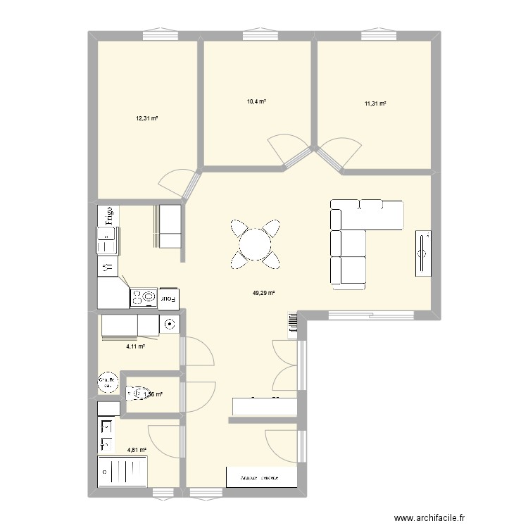 yes plan. Plan de 7 pièces et 94 m2