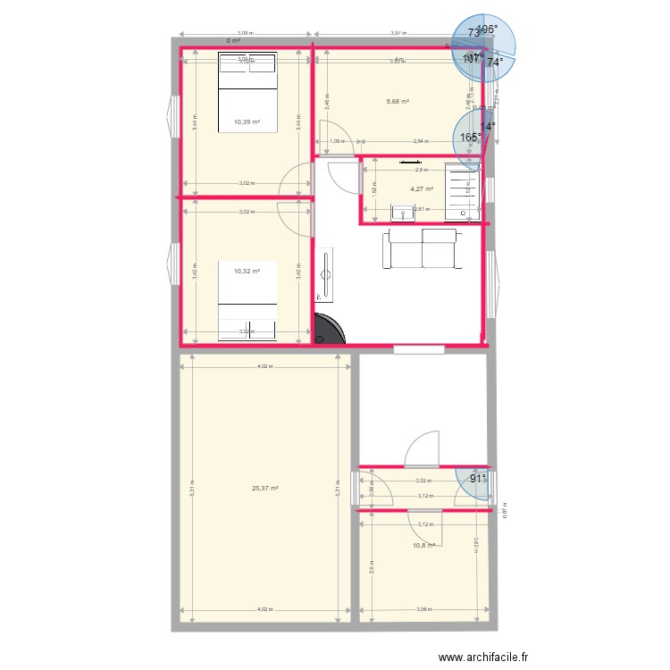 DUC MONGE. Plan de 9 pièces et 71 m2