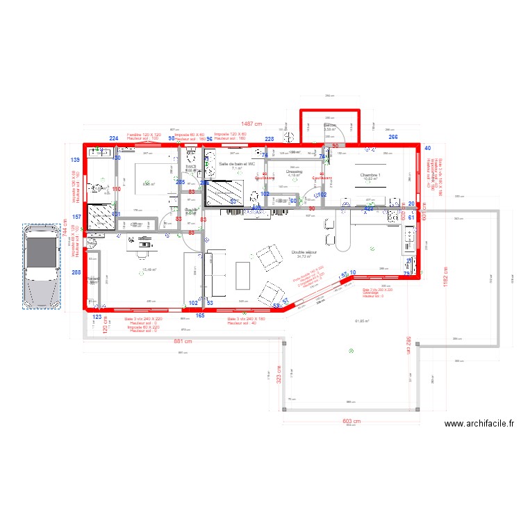 Villa Cocotte Ducos - DEVIS. Plan de 26 pièces et 272 m2